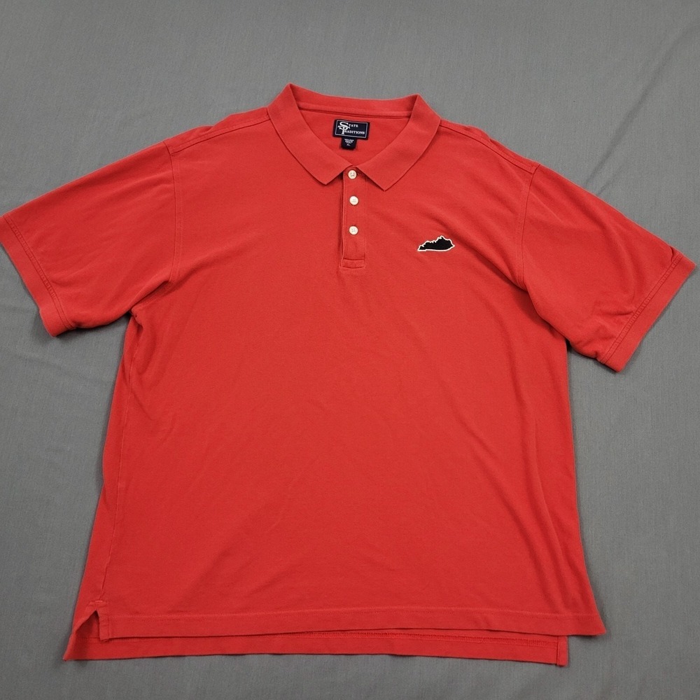State Traditions Mens XL Red Pima Cotton Kentucky State Logo Short Sleeve‎ Polo